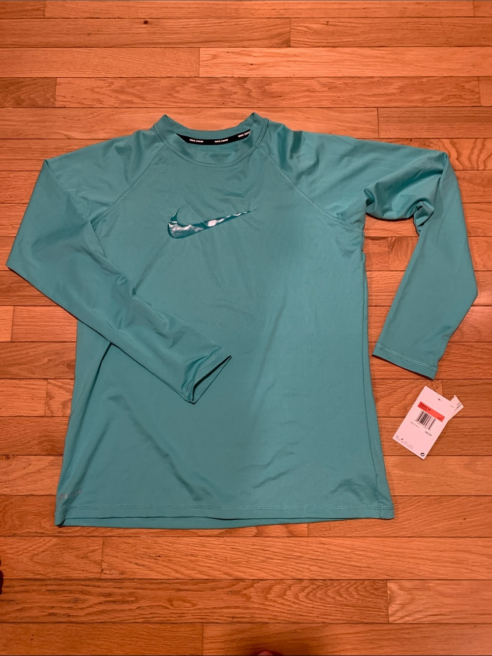 Nike Teal Long Sleeve Athletic swim Top